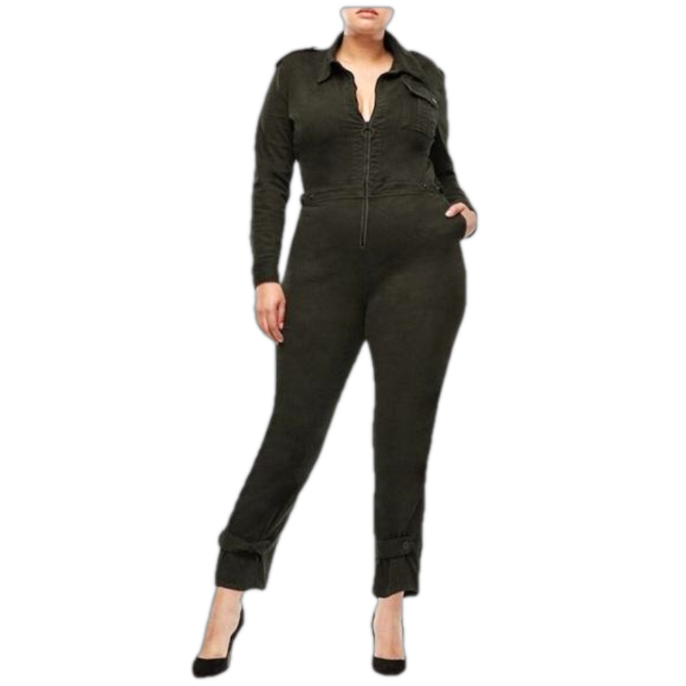 NWT Good American Size 3XL (22-24) (6)Fit for Success long sleeve Jumpsuit Black